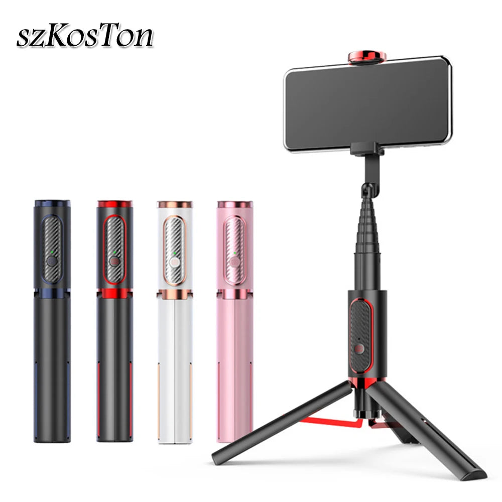 Wireless Bluetooth compatible Selfie Stick Extendable Monopod Remote Control Gimbal Stick Tripod For iPhone 14 Xiaomi 13 Huawei