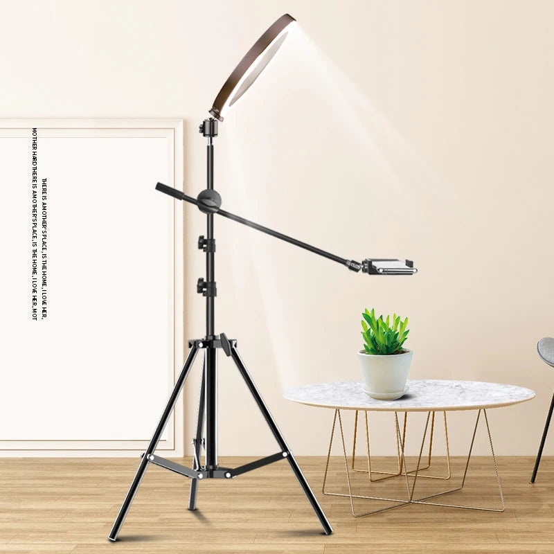 26CM Photography Led Video Ring Light Circle Fill Lighting Camera Photo Studio Phone Selfie Lamp With Tripod Stand Boom Arm
