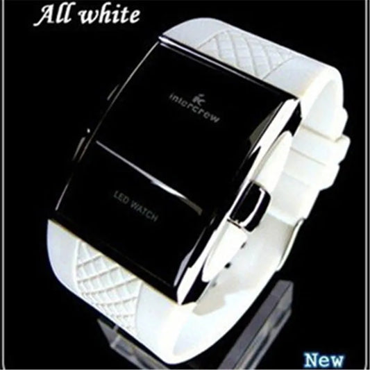 Sports Digital Men Watches 2023 New Stylish Black Rentangle Dial LED Electronic Clock Silicone Watchband Hot erkek kol saati
